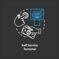 Self Service Terminal chalk concept icon. Customer-operated checkout idea. Payment system. Shopping checkout. Electronic transaction. Vector isolated chalkboard illustration