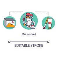 Modern art concept icon. Gallery exhibition. Museum paintings. Futuristic artwork. Contemporary exhibition idea thin line illustration. Vector isolated outline drawing. Editable stroke