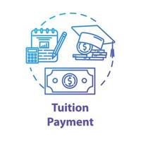 Tuition payment concept icon. Education cost. Financial grant. Knowledge investment. Counting college savings fund idea thin line illustration. Vector isolated outline drawing