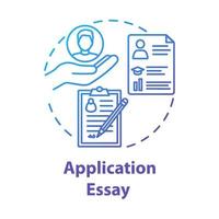 Application essay concept icon. Personal statement. Summary and curriculum vitae. Individual characteristics idea thin line illustration. Vector isolated outline drawing