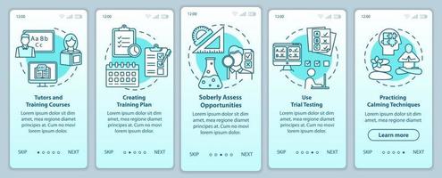 University entrance onboarding mobile app page screen vector template. Tutors and courses. Walkthrough website steps with linear illustrations. UX, UI, GUI smartphone interface concept