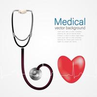 antecedentes médicos para stands, folletos, volantes, centros médicos y educación con estetoscopio y corazón vector