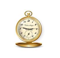 Pocket watch reflective gold-rimmed with lid. For design projects, banners and printed products. vector