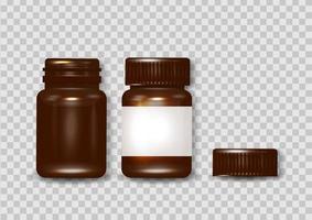 Realistic plastic brown bottle. Mock Up Template. Vector illustration