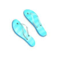 Blue striped flip flops with shadow. Shoes for the beach, walks, games, saunas, visiting water attractions. Vector realistic design. EPS 10.