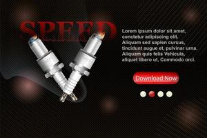 Background with two engine spark plugs with fire for your design. Registration of an online store of auto parts vector