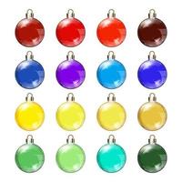 Set of Glossy Christmas balls on white background. Vector illustration.