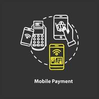 Mobile payment chalk concept icon. Contactless money transfer idea. Wireless financial transaction. Banking operation. Vector isolated chalkboard illustration