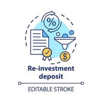 Savings concept icon. Reinvestment deposit idea thin line illustration. Creating investment account. Full profit, interest percentage withdrawal. Vector isolated outline drawing. Editable stroke