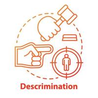 Prejudice and discrimination concept icon. Zero tolerance policy idea thin line illustration. Social inequality. Bullying and rights violation. Vector isolated outline drawing