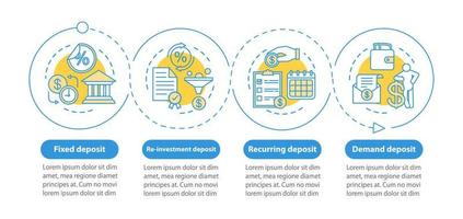 plantilla de infografía de vector de depósito. elementos de diseño de presentación de negocios. visualización de datos con cuatro pasos y opciones. gráfico de la línea de tiempo del proceso. diseño de flujo de trabajo con iconos lineales