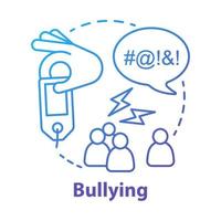 Verbal and social bullying concept icon. Harassment, social abuse and violence idea thin line illustration. Antisocial aggressive behaviour. Vector isolated outline drawing