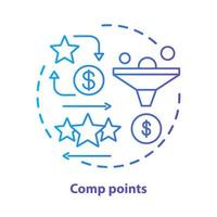 Casino comp points concept icon. Redeem points and bonuses idea thin line illustration. Cashback and reward offer. Loyalty reward program. Vector isolated outline drawing