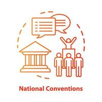 Elections concept icon. Organised national conventions idea thin line illustration. Supporter, the voting public gathering. Social meeting, protest action. Vector isolated drawing. Editable stroke