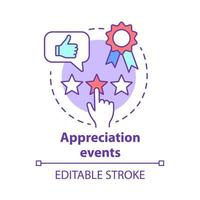 Appreciation events concept icon. Customer experience idea thin line illustration. Feedback collecting. Clients reviews. Service awards, rating. Vector isolated outline drawing. Editable stroke