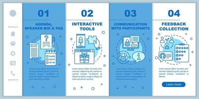 aplicación de eventos incorporando plantilla de vector de páginas web móviles. herramientas interactivas, comunicación con los participantes. Idea de interfaz de sitio web de teléfono inteligente sensible con ilustraciones lineales