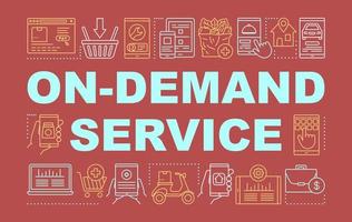 On demand service, e commerce word concepts banner. Modern economy presentation, website. Isolated lettering typography idea with linear icons. Vector outline illustration. Online business