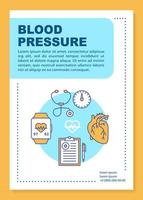 Blood pressure brochure template layout. Heart functioning monitoring. Flyer, booklet, leaflet print design with linear illustrations. Vector page layouts for annual reports, advertising posters
