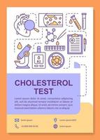 Cholesterol test brochure template layout. Flyer, booklet, leaflet print design with linear illustrations. Fat blocked arteries. Vector page layouts for annual reports, advertising posters