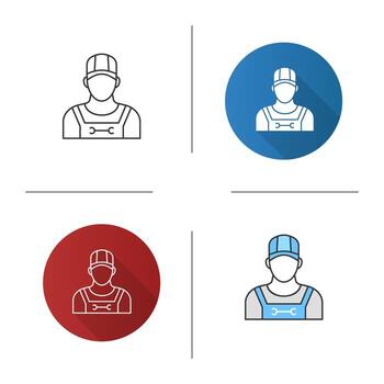 Plumber icon. Flat design, linear and color styles. Sanitary technician. Isolated vector illustrations
