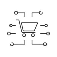 Online shopping linear icon. Thin line illustration. Digital payment. E-commerce. Contour symbol. Vector isolated outline drawing