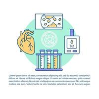 Cholesterol test article page vector template. Brochure, magazine, booklet design element with linear icons, text boxes. Laboratory diagnostics. Print design. Concept illustrations with text space