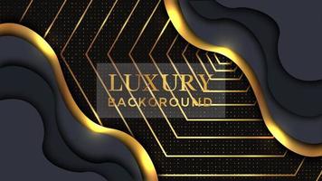 Luxury background. Abstract realistic papercut decoration textured with hexagon, circle, wavy zigzag shapes and golden halftone pattern. 3d backdrop. Vector illustration. Modern design