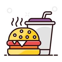 fast food burger with drink vector