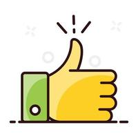 Hand gesture of thumbs up vector