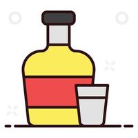 botella de whisky con vidrio vector