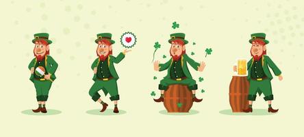 Leprechaun In Different Poses Character vector