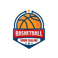 plantilla de diseño de logotipo de emblema de baloncesto vector