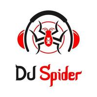 DJ spider music logo design vector