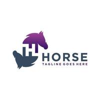 animal logo design horse letter H vector