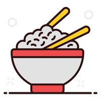 Rice bowl with spoons vector