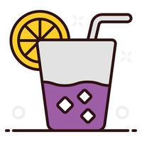 Cutted lemon slice with straw vector