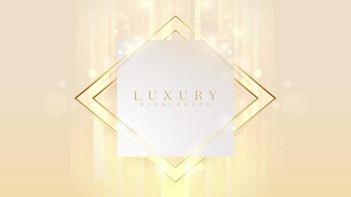 Elegant background with square frame elements and golden line with glitter light effect and bokeh.