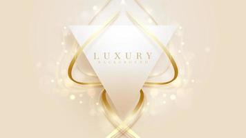 Elegant background with triangle frame elements and gold line with glitter light effect and bokeh. vector