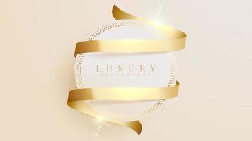 Luxury background. Circle frame and gold ribbon with glitter light effect element. vector