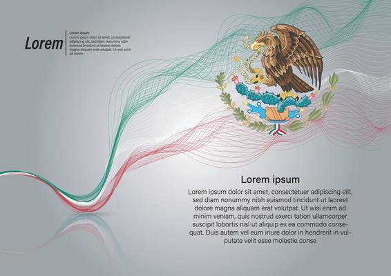 Modern line wave vector background of mexico flag colors