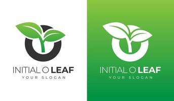 initial o leaf logo design vector