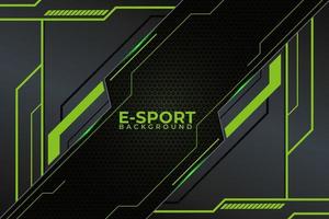 ilustración vectorial fondo moderno de juegos e-sport con combinación de color verde y patrón hexagonal vector