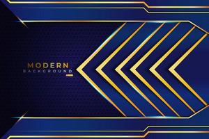 Abstract Modern with Shiny  Geometric Blue and Gold Gradient Background vector