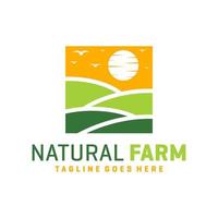 natural farm circle logo vector
