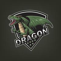 diseño del logotipo de la mascota del dragón verde. animales mitologicos dragon deporte vector