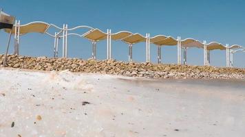 Cinemagraph de cristales de sal blanca natural a orillas del Mar Muerto en Israel