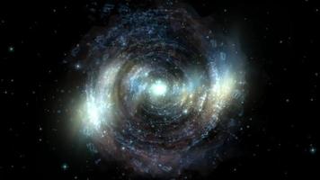 Through space tunnel. Space-time domain in deep space video