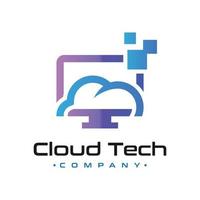 diseño de logotipo de red de nube de computadora vector