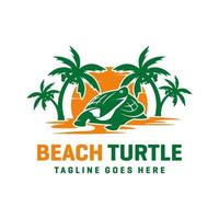 beach turtle logo design template vector