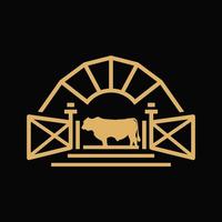 vintage angus cattle farm logo vector